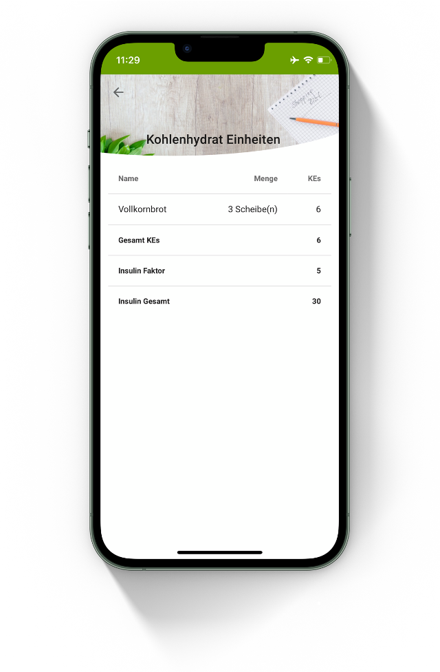 Dreifach überlagerte Smartphones mit Screens der Diatbetes by Fudable App und der KE Berechnung für Diabetiker Typ 1